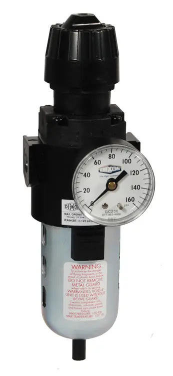 Dixon Wilkerson 3/8 in. CB6 Compact Filter/Regulator with Transparent Bowl & Guard - Auto Drain