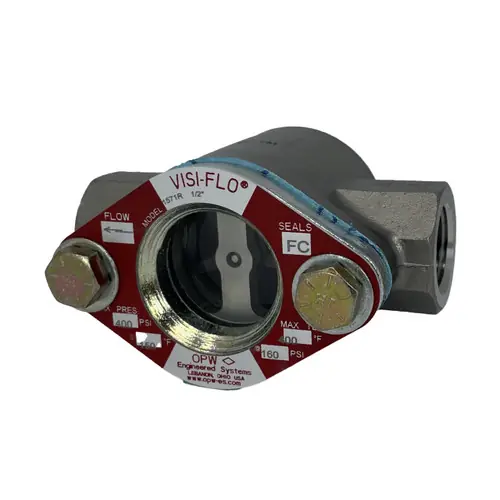 OPW VISI-FLO 1500 1/2 in. FNPT 316 Stainless Steel Sight Flow Indicator w/ Fluorocarbon Seal - Propeller
