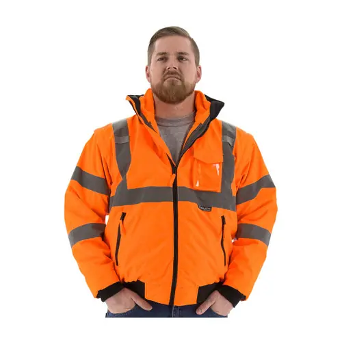 Majestic HI-VIS ANSI 3 Tall Orange Transformer 8 in 1 Bomber Jacket, 2XLT
