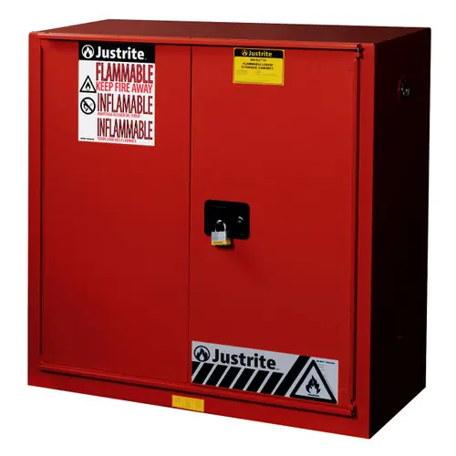 Justrite Sure-Grip Bi-Fold Door Ex 40 Gallon Safety Cabinet for Paints & Inks - Self-Close