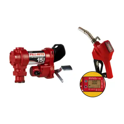 Fill-Rite FR604H 115V AC Transfer Pump w/ JME Auto Diesel Nozzle/Digital Meter - 15 GPM