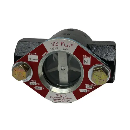 OPW VISI-FLO 1400 1/2 in. FNPT Carbon Steel Sight Flow Indicator w/ Neoprene Seal - Delrin Propeller
