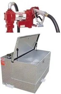 95 Gallon Aluminum Fuel Transfer Tank and Toolbox w/ Fill-Rite 15 GPM Pump (12V DC)