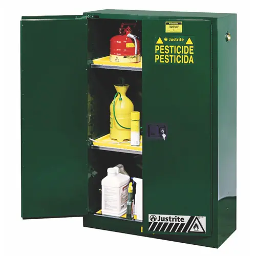 Justrite Sure-Gip Ex Safety 45 Gal Cabinets for Pesticides - 2 Door Self-Close