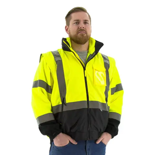 Majestic HI-VIS ANSI 3 Yellow/Black Transformer 8-in-1 Bomber Jacket