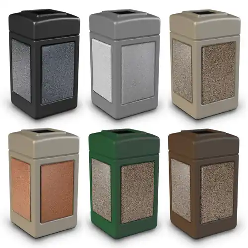 Commercial Zone 42 Gallon StoneTec Panel Square Waste Container
