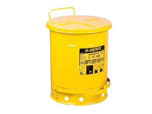 Justrite 14 Gal Oily Waste Can w/ Foot Operated Cover (Yellow)