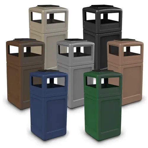 Commercial Zone 42 Gallon Square Waste Containers with Ashtray Dome Lid