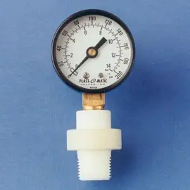 Plast-O-Matic Series GGME 1/4 in. x 1/2 in. NPT Miniature Nitrile Rubber Gauge Guard with 2 1/2 in. Face SS Pressure Gauge - 0-60 PSI