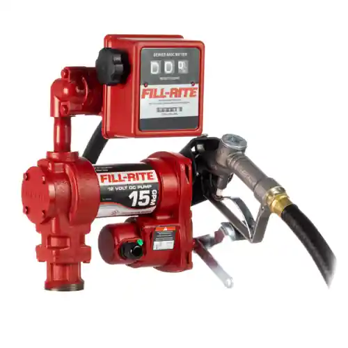Fill-Rite FR1211H 12V DC Fuel Transfer Pump Kit with 807C Meter - 15 GPM