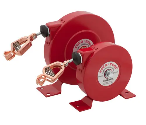 AMETEK Hunter Spring Rota-Reel Static Grounding/Bonding Reels with Yellow Hytrel Coated Galvanized Steel Cable