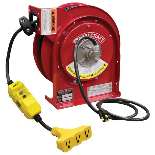 Reelcraft L4000 Series Heavy Duty Power Cord Reel w/ Triple Outlet