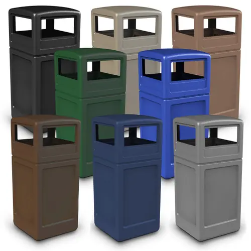 Commercial Zone 42 Gallon Square Waste Containers with Dome Lid
