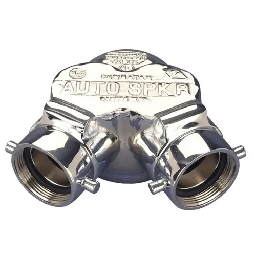 Dixon  2-1/2 in. NH (NST) x 4 in. NPT Chrome Auto Sprinkler Double Clapper Siamese Connection Bottom Outlet