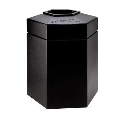 Commercial Zone 45 Gallon Hex Waste Container (Black)