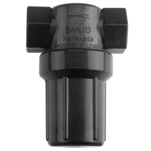 Banjo 1/2 in. x 1/2 in. Mini Polypropylene T-Strainer w/ Black Bowl