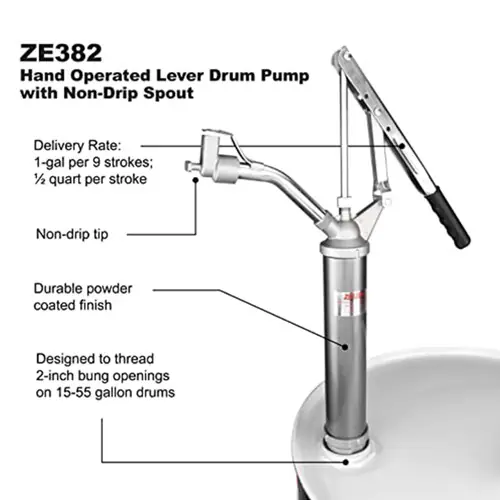 Zeeline 382 Variable Stroke Oil Lever Pump, 9 1/2 to 15 oz per Stroke