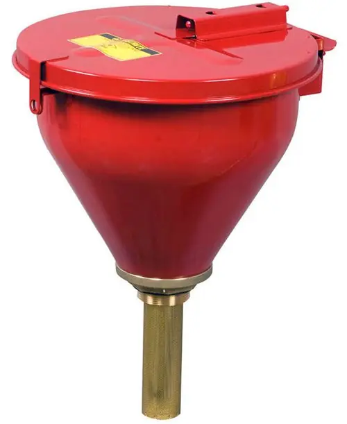 Justrite Safety Drum Funnel w/ Self-Closing Cover & Flame Arrester