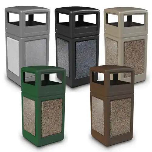 Commercial Zone 42 Gallon StoneTec Panel Square Waste Container w/ Dome Lid