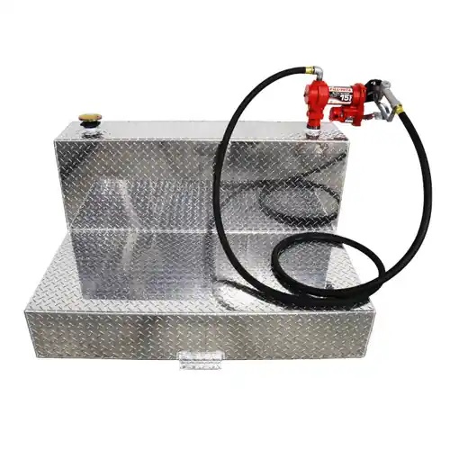 95 Gallon Aluminum L-shape Fuel Transfer Tank w/ Fill-Rite 15 GPM Pump (12V DC)
