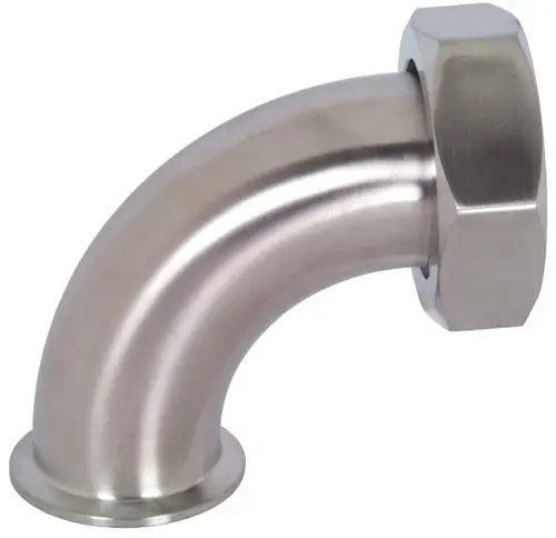 Dixon Sanitary B2FMP-14 90° Clamp by Plain Bevel Seat with Hex Nut Elbows - 304 SS
