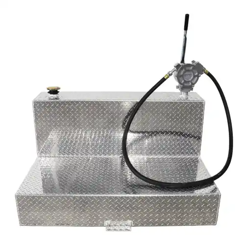 95 Gallon Aluminum L-shape Fuel Transfer Tank w/ GPI 50 Gallons Per 100 Strokes Pump