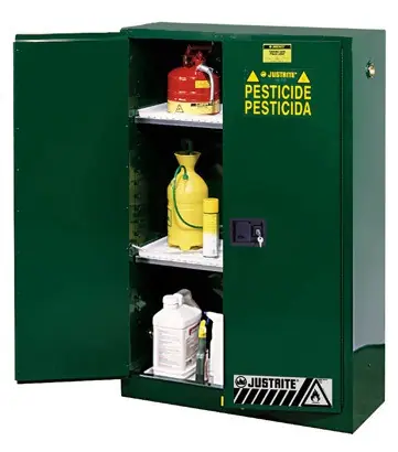 Justrite Sure-Gip Ex Safety 90 Gal Cabinets for Pesticides - 2 Door Self-Close