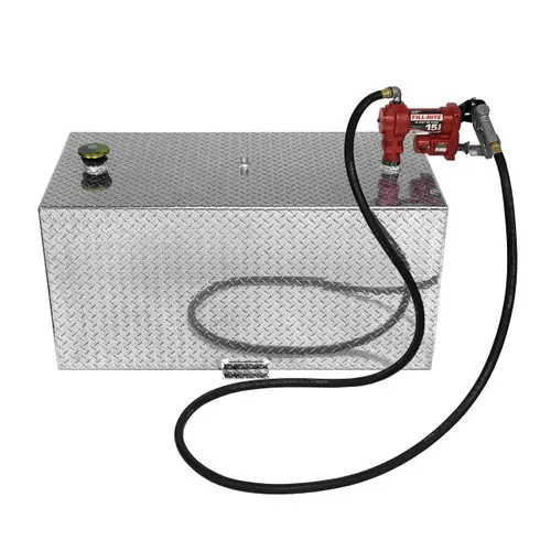 110 Gallon Aluminum Rectangle Fuel Transfer Tank w/ Fill-Rite 15 GPM Pump (12V DC)