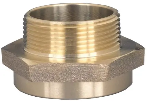 Dixon 2 1/2 in. FNYC x 2 1/2 in. MNST (NH) Brass Female to Male Hex Nipples (Special City Threads)