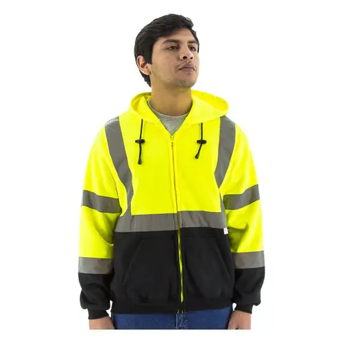 Majestic HI VIS ANSI Class 3 Yellow Zipper Front Sweatshirt with Hood