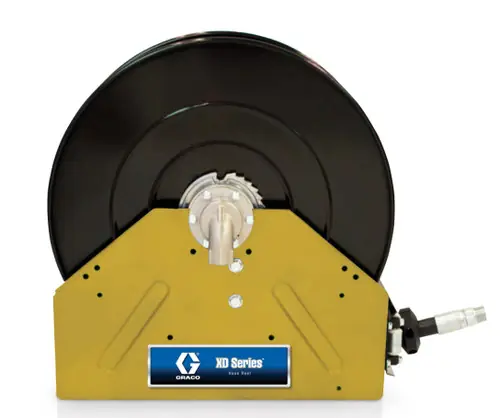 Graco XD 40 3/4 in. x 75 ft. Heavy Duty Spring Driven Oil Hose Reels (Yellow) - Reel with Hose