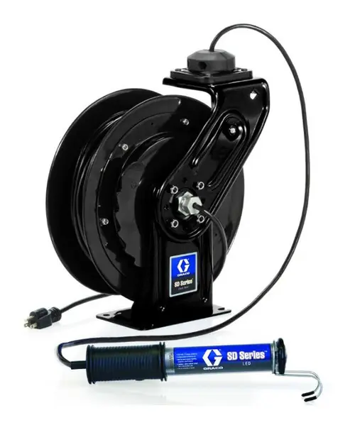 Graco SD Series 16 AWG Cord and LED Light Reel w/In-Line Tool Tap - 35 ft.