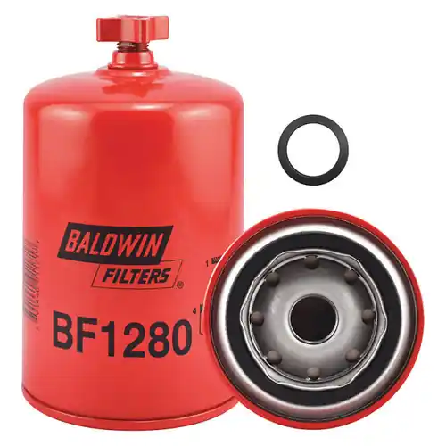 Baldwin Filters BF1280 Spin-On Fuel Filter w/Drain, 13/16 in. Thread, 20 Micron, Each
