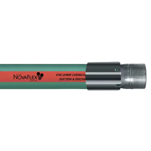 Novaflex 4705 2 in. 200 PSI UHMW Crush Resistant Chemical Suction & Discharge Hose w/ Stainless Steel Male NPT Ends