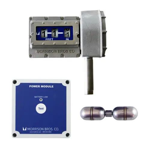 Morrison Bros. Model 1519 Mechanical Tank Top Gauge w/ Vertical Face, Standard Float & Level Alarm Relay Output - Up to 25 ft. - Feet & Inches