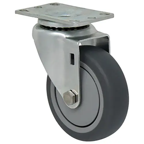 Durable Superior 4 in. x 1 1/4 in. Light Duty Swivel Caster, Gray Thermo-Pro™ Rubber , Plate Mount