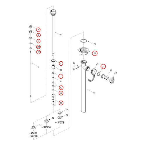 Flux 400 Series F430S 41/37Z 47 Pump Maintenance Rebuild Kit