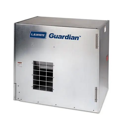 L.B. White Guardian Forced Air Heater w/Spark Ignition, 250,000 BTU, Variable Heat, LP Gas, Galvanized (AG Use Only)