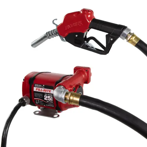 Fill-Rite NX25-DDCNF-AA 12/24V DC Continuous Duty Fuel Transfer Pump w/ Nozzle - 25 GPM