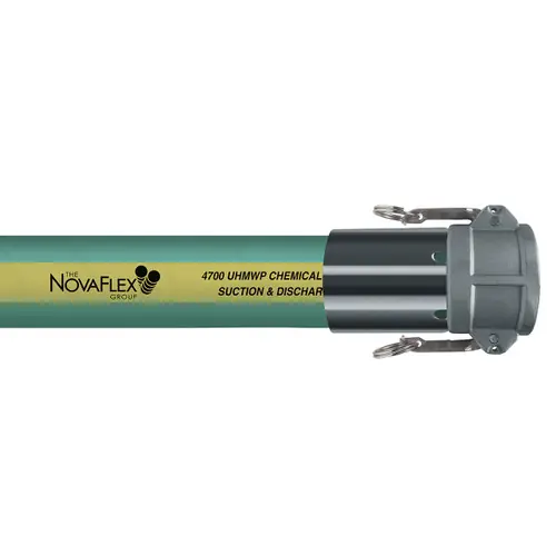 Novaflex 4700 3 in. 200 PSI UHMW Chemical Suction & Discharge Hose w/ Stainless Steel Female Coupler Ends