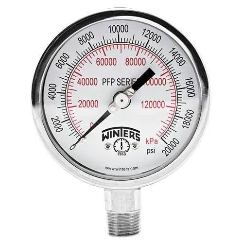 Winters PFP Series 2 1/2 in. Premium Stainless Steel Liquid Filled Gauge w/ 1/4 in. Back Mount