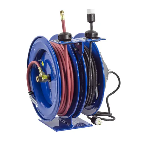 Coxreels C Series Spring Driven Air/Electric Dual Purpose Hose Reel - 3/8 in. x 50 ft. - 16 AWG - 13 Amp