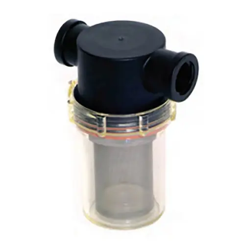 TerreMax Black Poly Top w/ Clear Nylon Bowl In-Line 3/4 in. T-Strainer