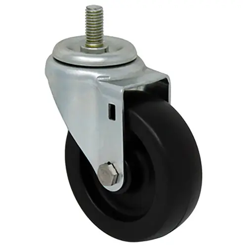 Durable Superior 4 in. x 1 1/4 in. Light-Medium Duty Swivel Caster, Black Plastic , Threaded Stem
