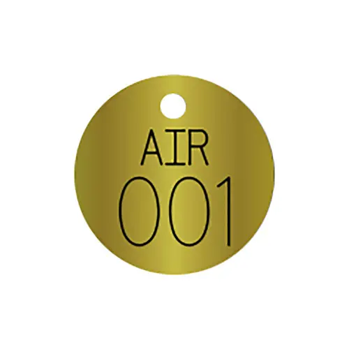 Marking Services BVT "AIR" Round Brass Valve Tags, w/Top Hole Mount, Priced Each