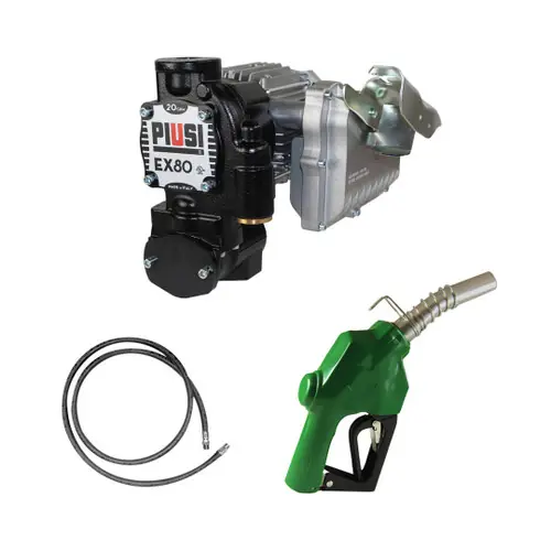 PIUSI EX80 Series Heavy Duty 120V AC Powered Transfer Pump w/ Auto Nozzle - 20 GPM