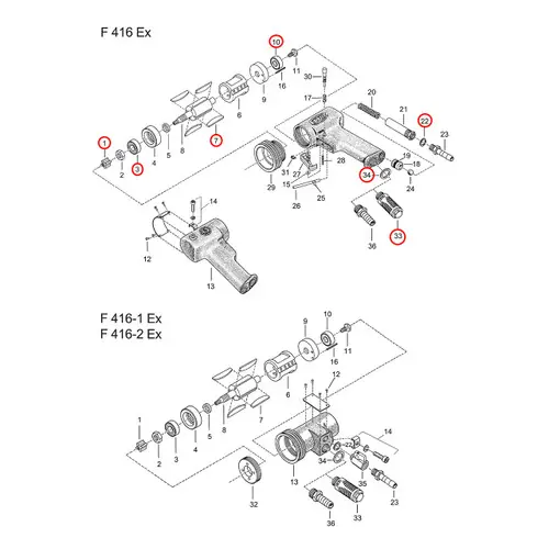 Flux F416Ex Motor Maintenance Rebuild Kit