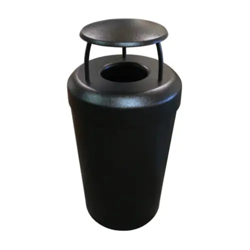 Commercial Zone 35 Gal Steel Waste Container w/ Dome Cover - Black