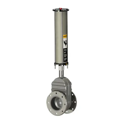 Betts 4 in. TTMA Flange x ANSI Flange Stainless Steel Pneumatic Operated Sliding Valve w/ 316 SS Stem & Gates
