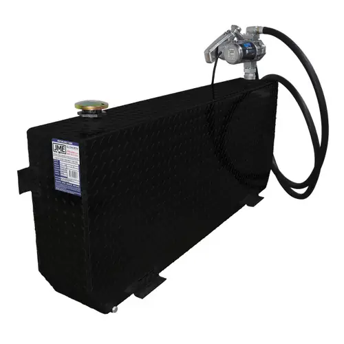 51 Gallon Aluminum Rectangle Fuel Transfer Tank w/ GPI 20 GPM Pump (12V DC) - Black Powder Coated